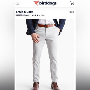 Birddogs stretch khakis. Stone Grey. 32x30. EUC
